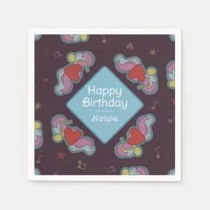 Music Lover Doodles Theme Birthday Party Blue Napkin