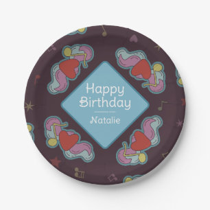 Music Lover Doodles Theme Birthday Party Blue Paper Plate