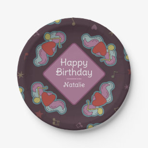 Music Lover Doodles Theme Birthday Party Pink Paper Plate