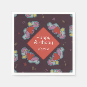Music Lover Doodles Theme Birthday Party Red Napkin