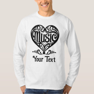 Music Lover Elegant Scrolled Heart Personalised T-Shirt