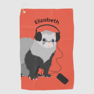 Music Lover Ferret Name Golf Towel
