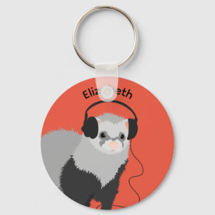 Music Lover Ferret Name Key Ring