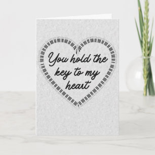 Music Lover Key To My Heart Glitter Valentine Card