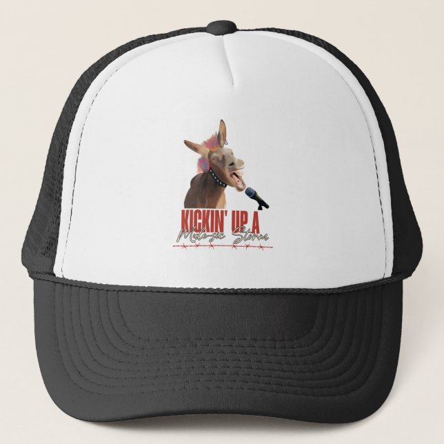 Music Lover Punny Rockstar Donkey  Trucker Hat (Front)