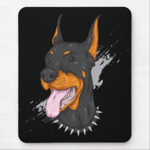 Music Lover Puppy Dog Cartoon Doberman Pincher Mouse Pad