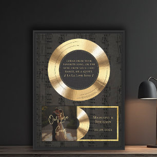 Music Lover Wedding Anniversary Gold LP Photo Canvas Print