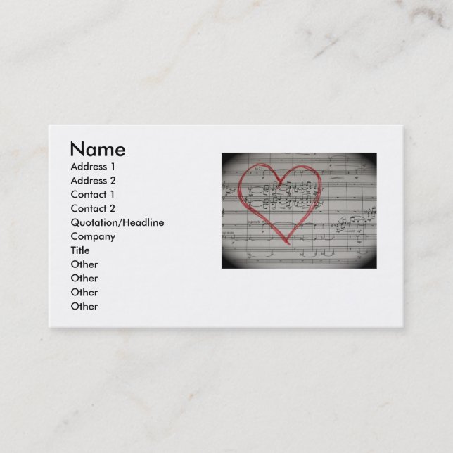Music Lovers business card (Front)