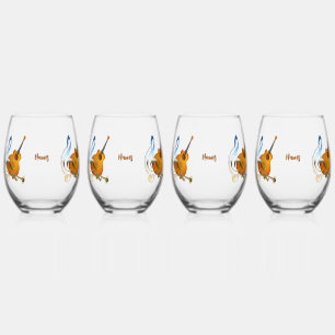 Music Lovers Celebration Themes Stemless Wine Glass