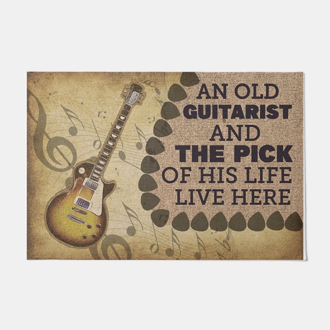 Music Lovers Doormat, Gift For Guitarist Rug (Front)