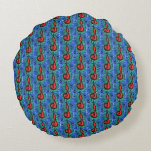 Music lovers musical notation band, choir round cushion