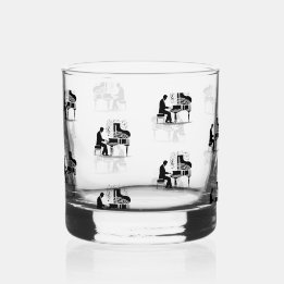 Music Lover's Piano Man Whiskey Bar /Drinkware Set Glass