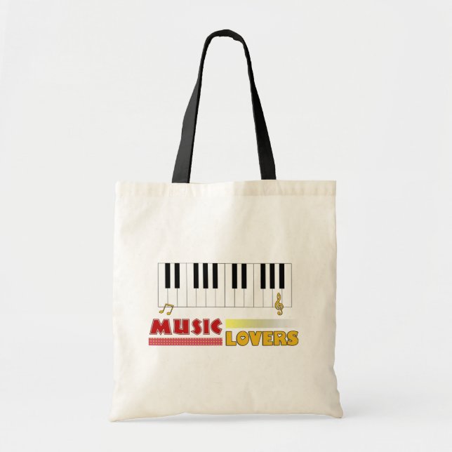 Music Lovers Piano Word Art Colourful Tote Bag (Front)