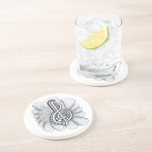 Music Lovers Treble Clef Design Coaster (Side)