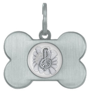Music Lovers Treble Clef Design Pet Name Tag