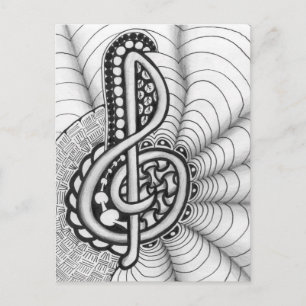 Music Lovers Treble Clef Design Postcard