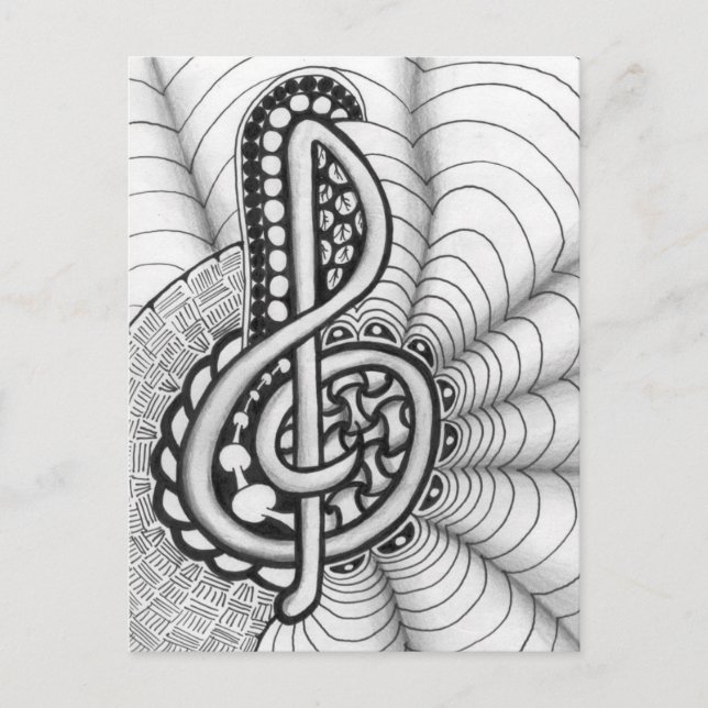 Music Lovers Treble Clef Design Postcard (Front)