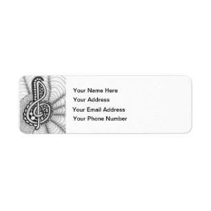 Music Lovers Treble Clef Design Return Address Label