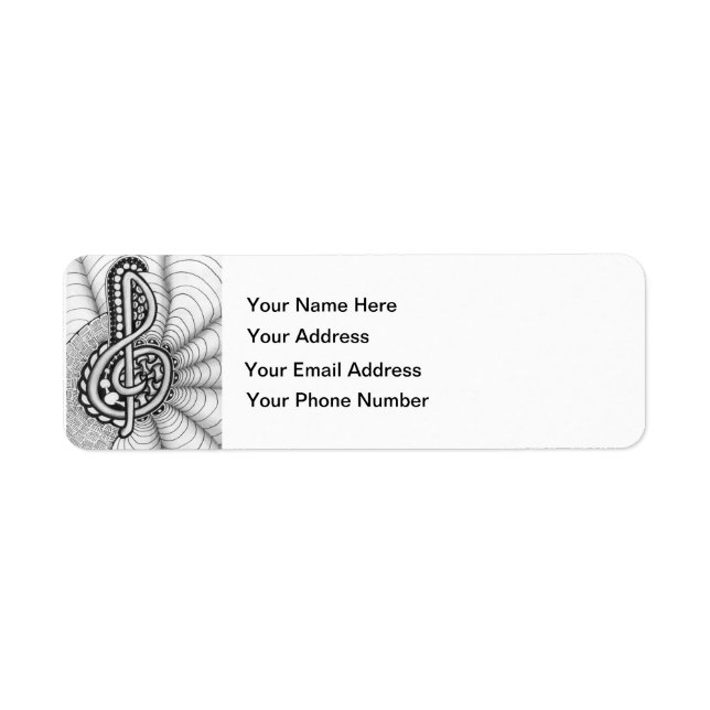 Music Lovers Treble Clef Design Return Address Label (Front)