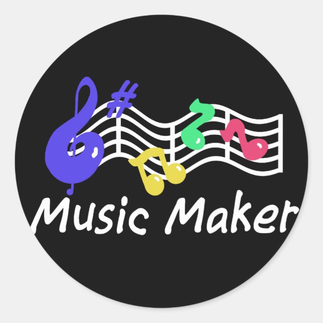 Music Maker Classic Round Sticker (Front)
