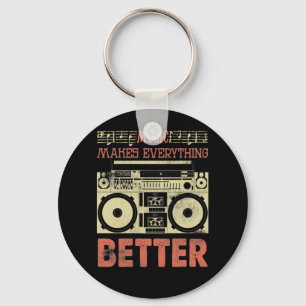 Music Makes Everything Better Old School Boom Box Key Ring