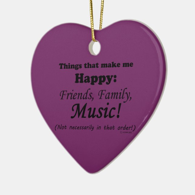 Music Makes Me Happy Ceramic Ornament (Left)