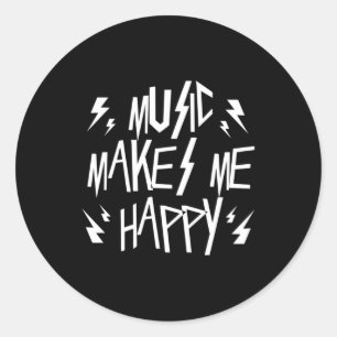 Music Makes Me Happy Classic Round Sticker