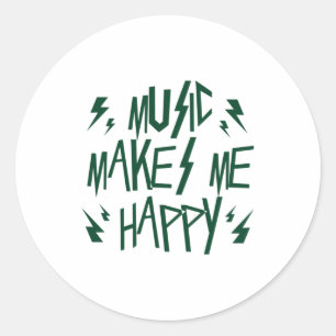 Music Makes Me Happy Classic Round Sticker