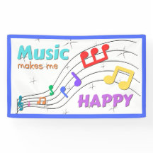 Music Makes Me Happy Rainbow Notes Banner