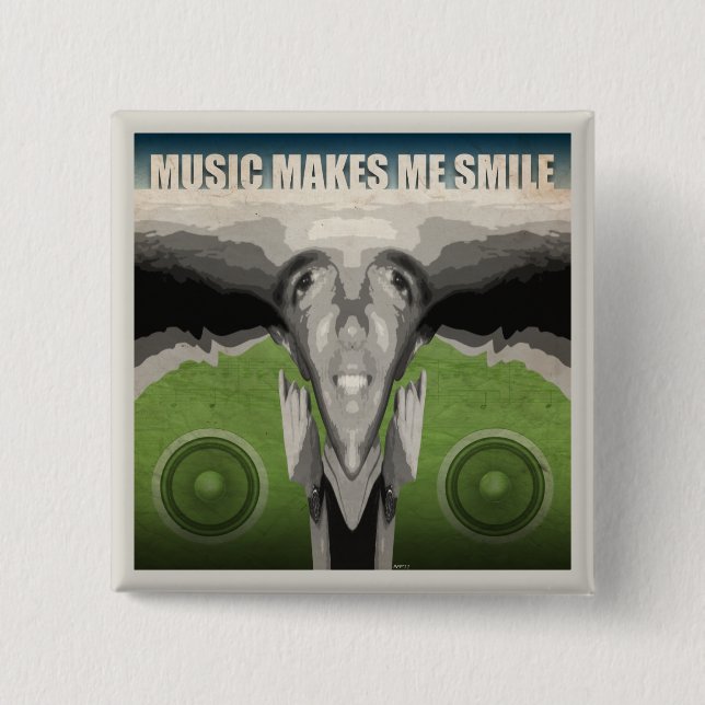 Music Makes Me Smile 15 Cm Square Badge (Front)