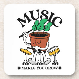 Music Makes You Grow Plant Drummer Coaster