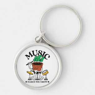 Music Makes You Grow Plant Drummer Key Ring