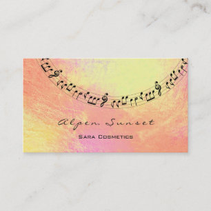 Music Makeup Lash Peach Rose Gold Metallic Sunset Business Card