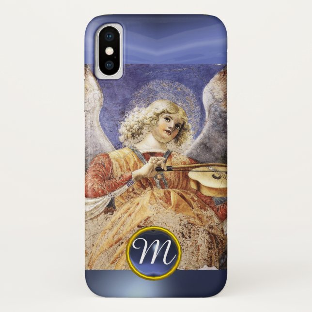MUSIC MAKING ANGEL , Blue Sapphire Monogram Case-Mate iPhone Case (Back)