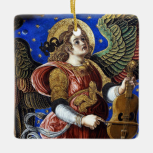MUSIC MAKING ANGEL WITH A VIELLE Christmas Ceramic Ornament
