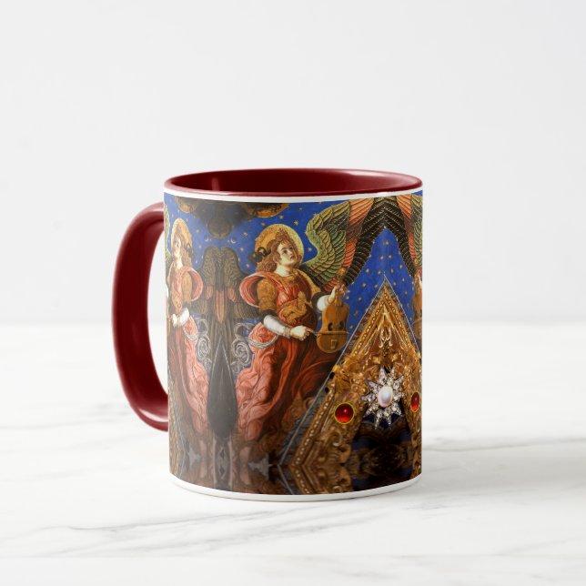 MUSIC MAKING ANGELS WITH A VIELLE Christmas Mug (Front Left)