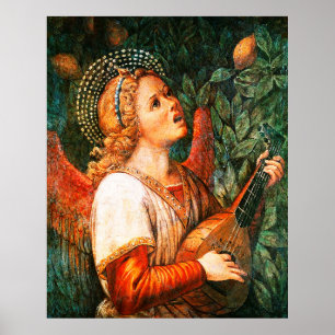 MUSIC MAKING CHRISTMAS ANGEL Mandolin Player Poster