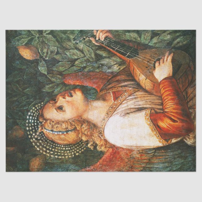 MUSIC MAKING CHRISTMAS ANGEL Mandolin Player Tissue Paper (Front)