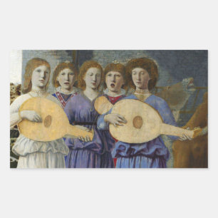 MUSIC MAKING XMAS ANGELS by PIERO DELLA FRANCESCA Rectangular Sticker