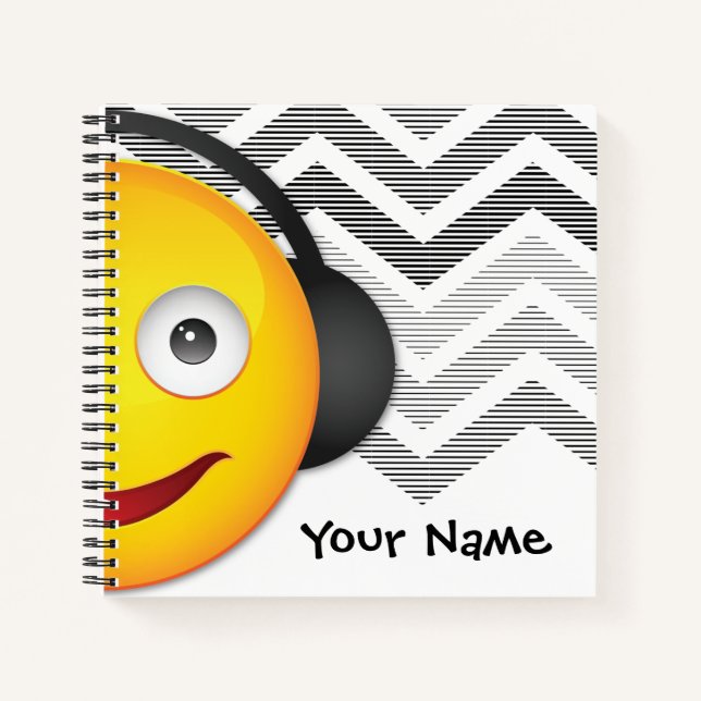Music Mania Face Emoji Notebook (Front)