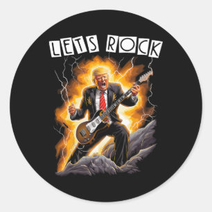 Music Mania Funny Donald Trump Playing Guitar - Me Classic Round Sticker