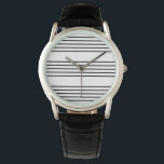 Music Manuscript Lines Elegant Black White Watch<br><div class="desc">A black and white striped watch,  inspired by the stripe pattern of music manuscript paper. The music-themed watch makes an eye-catching accessory and an ideal gift for the stylish music lover.</div>