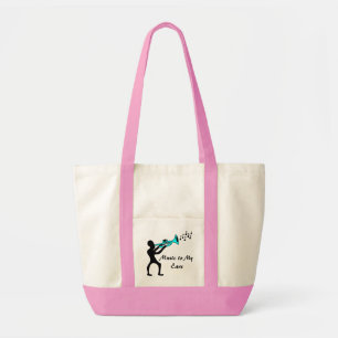 Music Mashup pink and cream jazzy tote bag