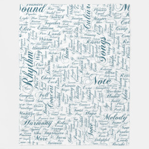 Music Melody Orchestre Silhouette Form Text Fleece Blanket