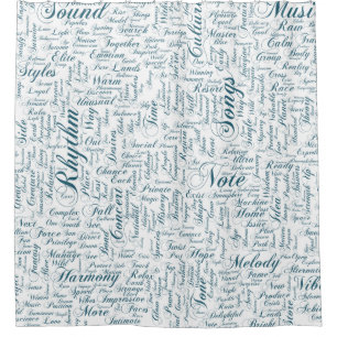 Music Melody Orchestre Silhouette Form Text Shower Curtain