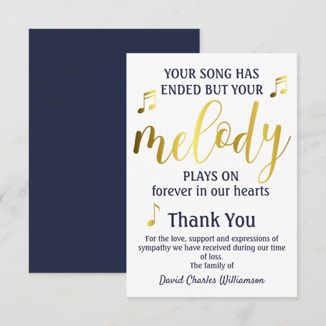 Music Melody Thank You Funeral (Front/Back)