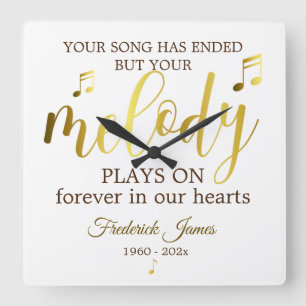 Music Memorial Melody Quote Square Wall Clock
