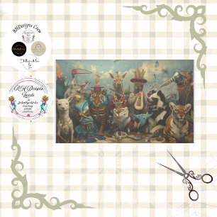 Music Menagerie of Animals Decoupage  Tissue Paper