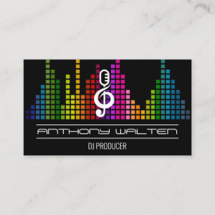 Music Microphone Logo   Colourful Equalizer Business Card