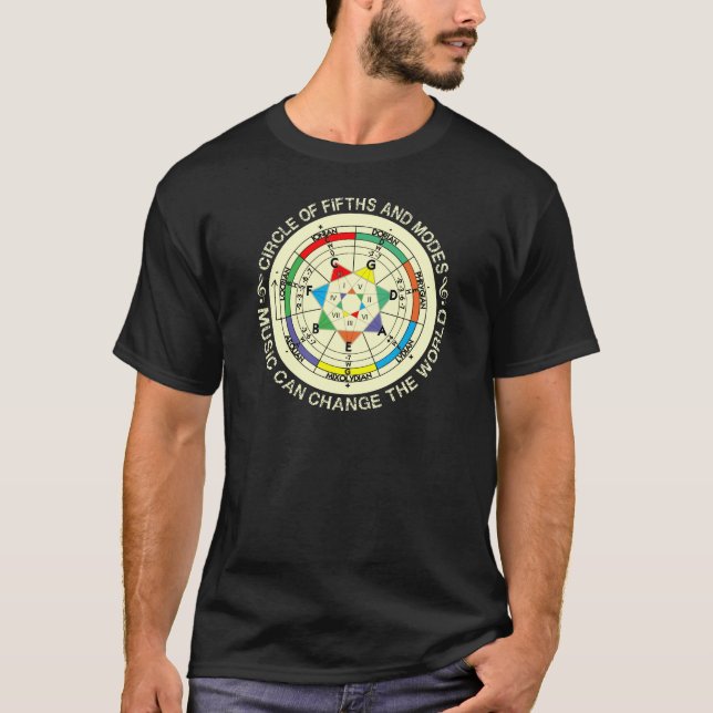 Music Modes Chart and Circle of Fifths T-Shirt (Front)